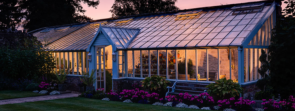 Walled gardens in the grounds of Wharton Lodge Cottages, luxury self catering accommodation near Ross-on-Wye, Herefordshire